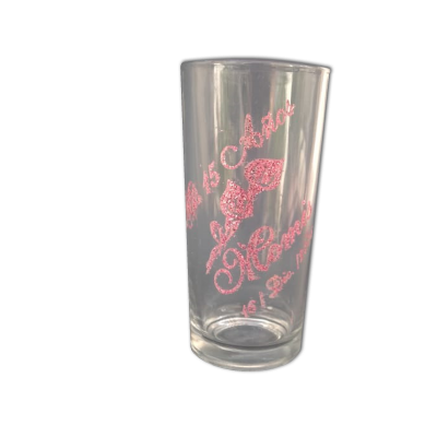 Vaso de vidrio con glitter